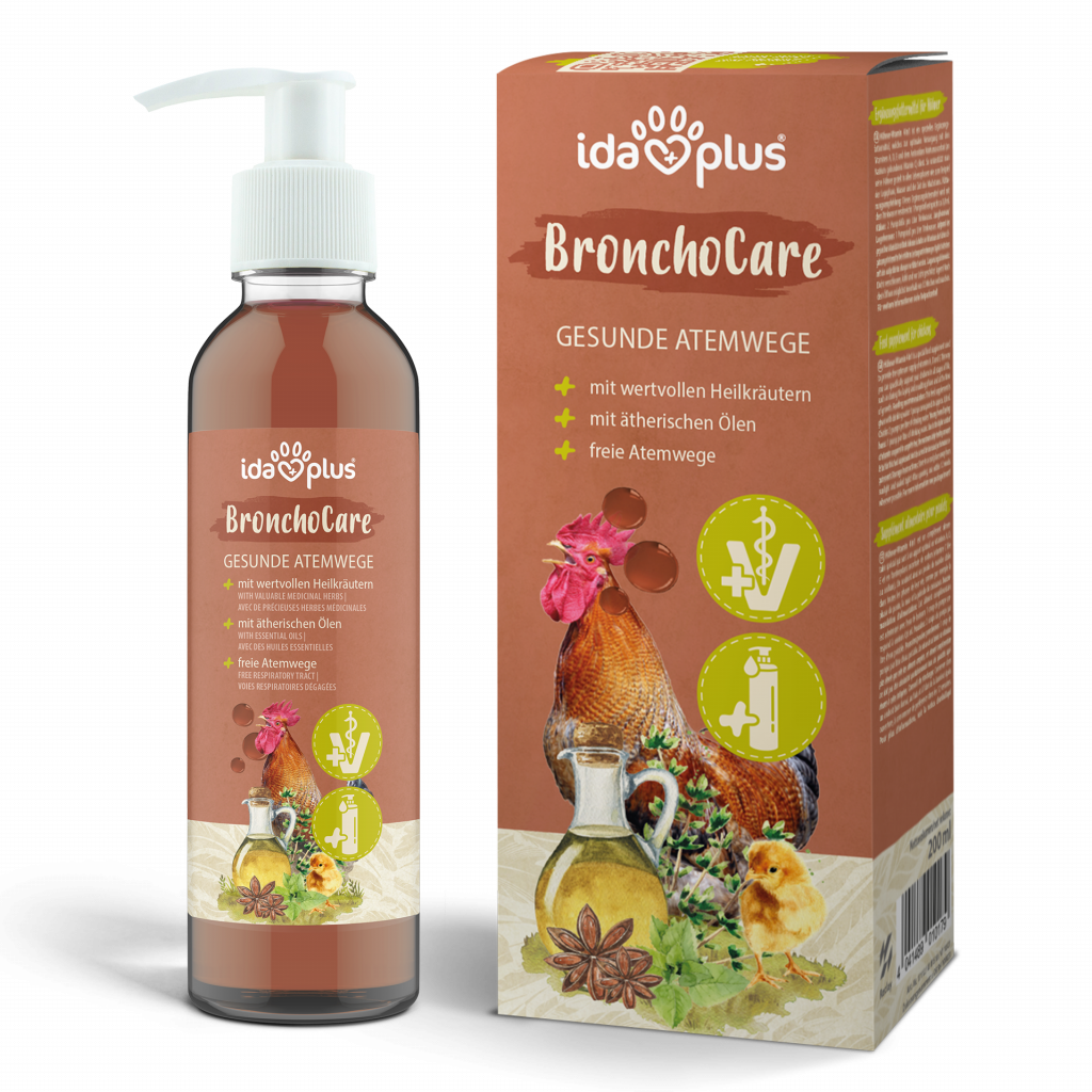 Produkt Broncho Care, Flasche und Produktkarton