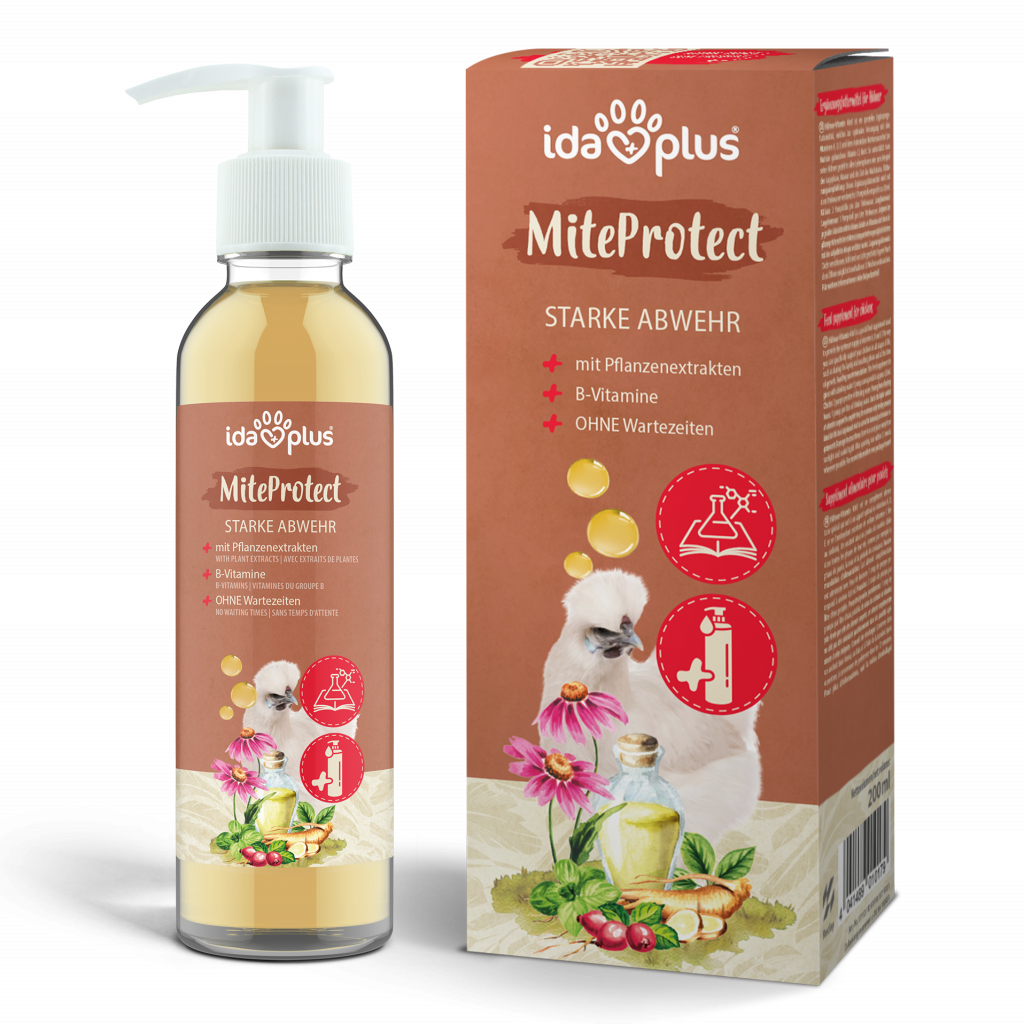 Produkt MiteProtect, Flasche und Produktkarton