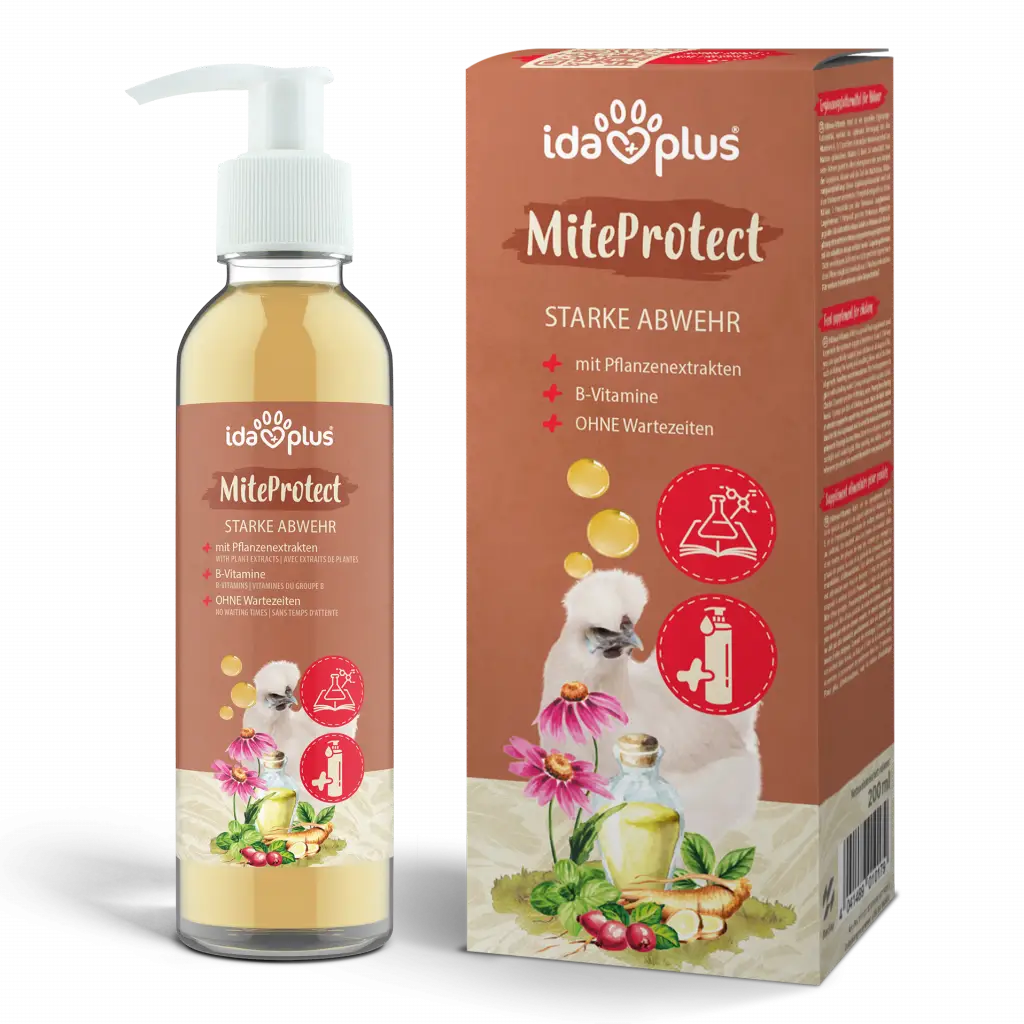 Produkt MiteProtect, Flasche und Produktkarton