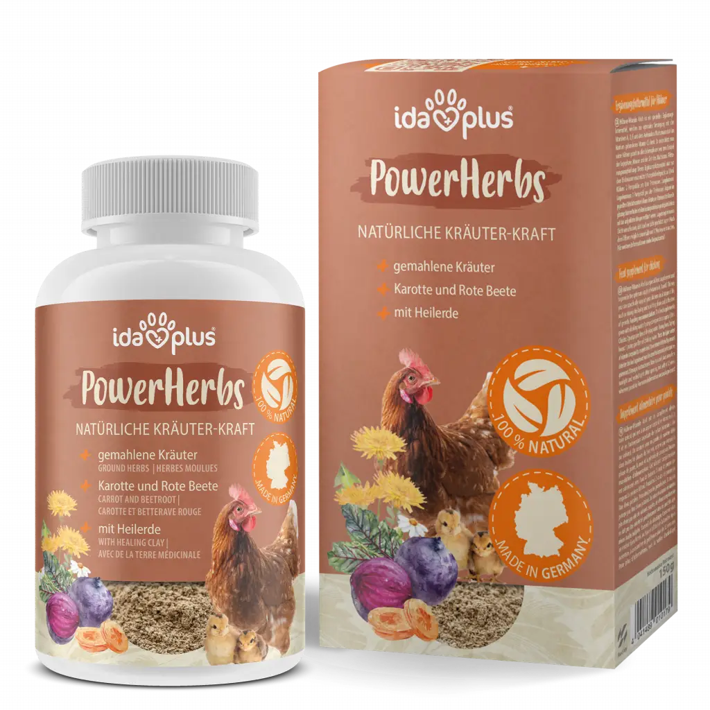 Produkt PowerHerbs, Dose und Produktkarton