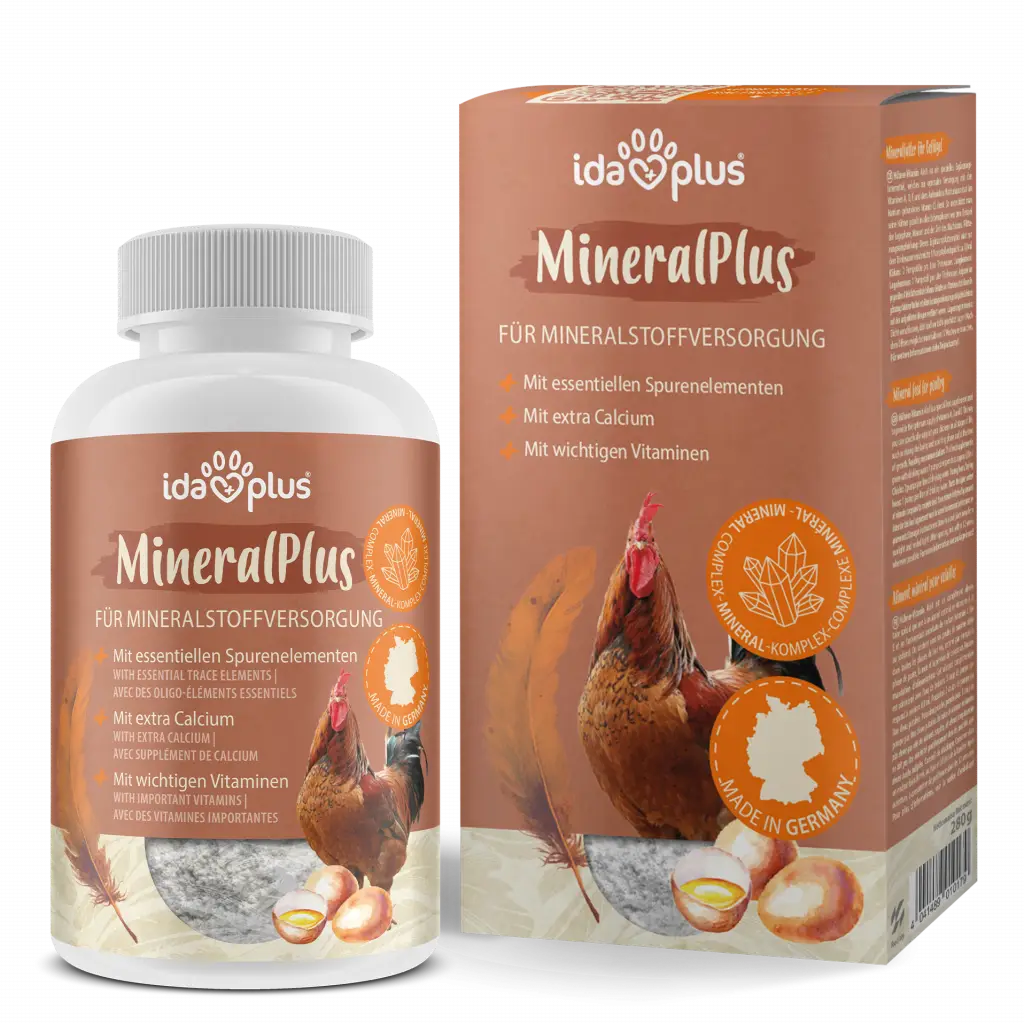Produktbild von Ida Plus MineralPlus für die Mineralstoffversorgung von Hühnern. Mit essentiellen Spurenelementen, extra Calcium und wichtigen Vitaminen