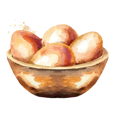 Aquarell Zeichnung Schale mit vier Eiern