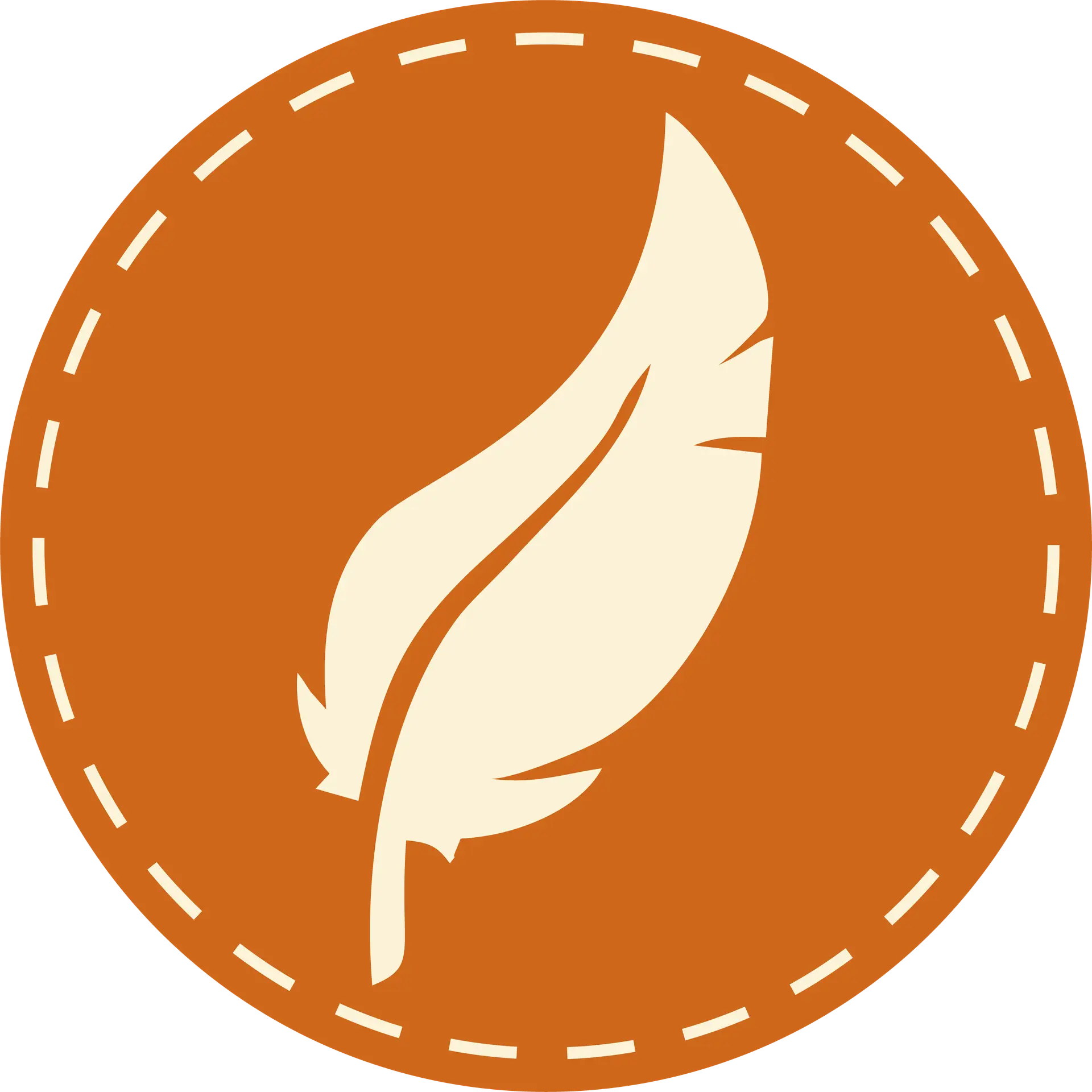 Icon Mauser Vitalität. Orangefarbenes Icon mit einer beigefarbenen Feder darauf.